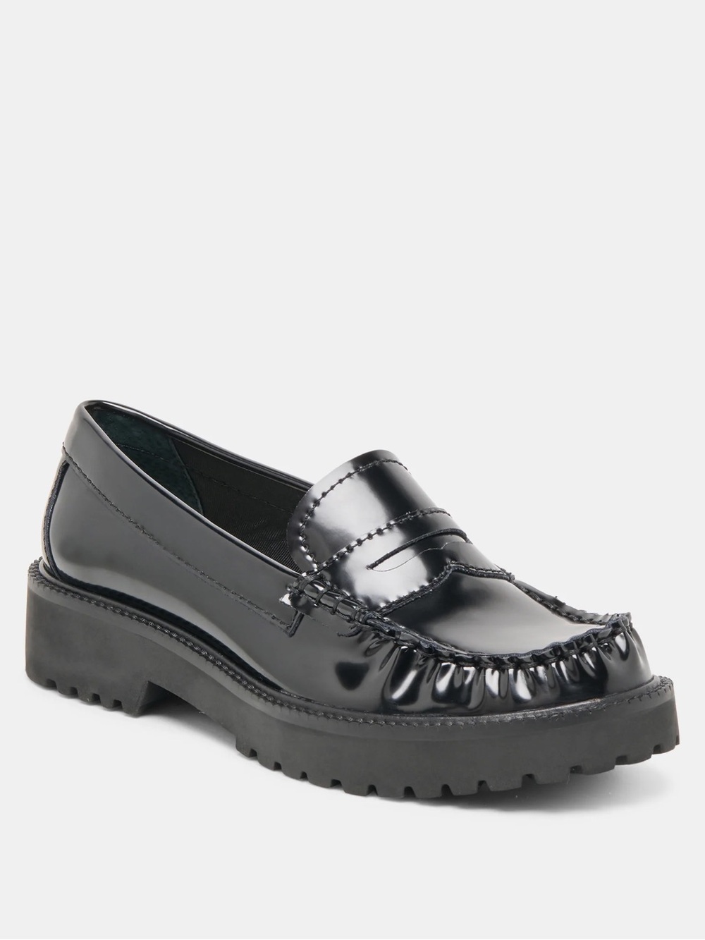 Dolce Vita Black Patent Lug Sole Penny Loafer